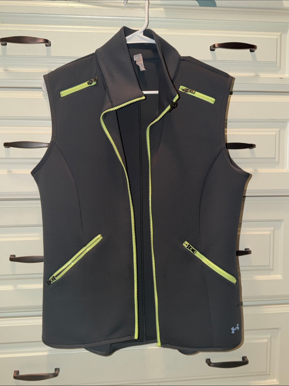 Under Armour Black Sleeveless Active Vest with Neon Yellow Zippers